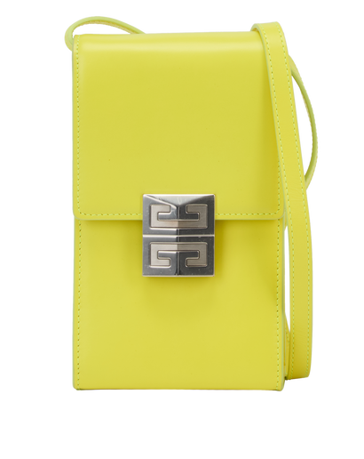 Mini 4G Vertical, &pound;350, Handbags, Yellow, Calfskin, Front view
